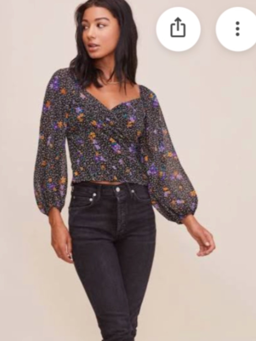 ASTR The Label Floral Long Sleeve Crop Top XS
